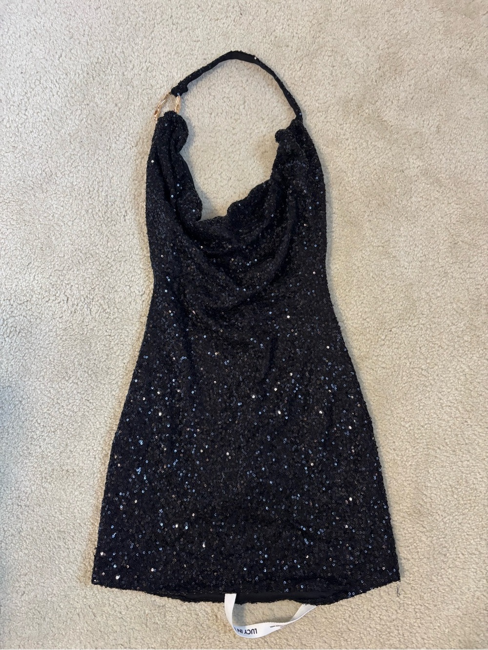Lucy in the Sky Black Sequin Halter Mini Dress